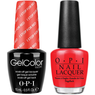 OPI GelColor And Nail Lacquer, A74, I Stop For Red, 0.5oz 